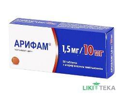 Арифам 1,5 Мг/10 Мг таблетки з модиф. вивіл., по 1,5 мг/10 мг №30 (15х2)