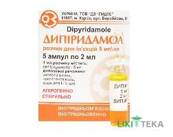 Дипіридамол р-н д/ін. 5 мг/мл амп. 2 мл, у пачці №5