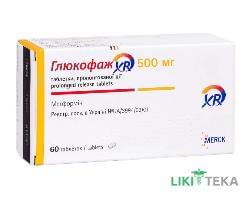 Глюкофаж XR таблетки прол. / д. по 500 мг №60 (15х4)