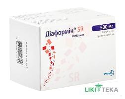 Диаформин SR таблетки прол. / д. по 500 мг №60 (10х6)