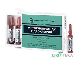 Метоклопраміду Гідрохлорид розчин д/ін. 5 мг/мл 2 мл амп. №10 (5х2)