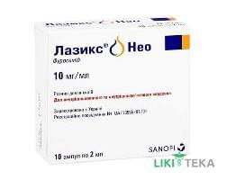 Лазикс Нео раствор д/ин., 10 мг/мл по 2 мл в амп. №10