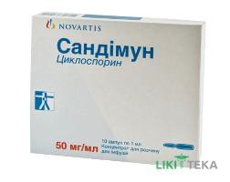 Сандімун конц. д/р-ну д/інф. 50 мг амп. 1 мл №10