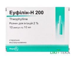 Еуфілін-Н 200 р-н д/ін. 2% амп. 10 мл, блістер у пачці №10