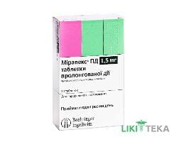 Мірапекс Пд таблетки прол./д. по 1,5 мг №30 (10х3)