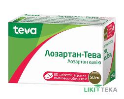 Лозартан-Тева таблетки, п/плен. обол. по 50 мг №90 (10х9)