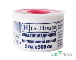 Пластир Dr. House (Доктор Хаус) на тканинній основі 3 см х 500 см в пластиковому футлярі