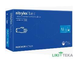 Перчатки Nitrylex PF Basic смотровые нитриловые НЕ припудренные н/с г. М