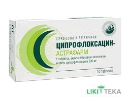 Ципрофлоксацин-Астрафарм таблетки, в/плів. обол. по 500 мг №10 (10х1)