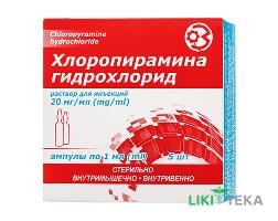 Хлоропирамина Гидрохлорид раствор д / ин., 20 мг / мл по 1 мл в амп. №5