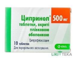 Ципринол таблетки, в/плів. обол., по 500 мг №10 (10х1)