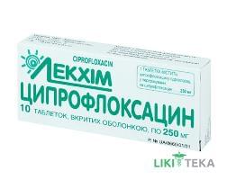 Ципрофлоксацин таблетки, в/о, по 250 мг №10 (10х1)