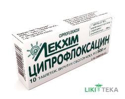 Ципрофлоксацин таблетки, в/о, по 500 мг №10 (10х1)