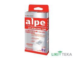 Алпе (Alpe) Пластырь Медицинский антибакт. прозрачный, классик, 76х19мм, с ионами серебра №10