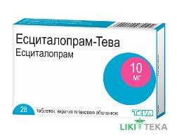 Есциталопрам-Тева таблетки, в/плів. обол., по 10 мг №28 (14х2)