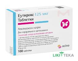 Еутирокс таблетки по 125 мкг №100 (25х4)