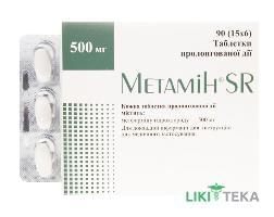Метамін SR таблетки прол./д. по 500 мг №90 (15х6)