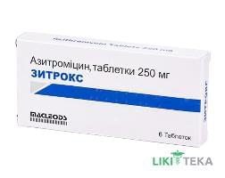 Зитрокс таблетки, в/о, по 250 мг №6 (6х1)