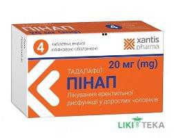 Пінап таблетки, в/плів. обол. по 20 мг №4