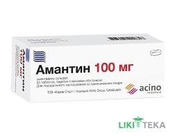 Амантин таблетки, в/плів. обол., по 100 мг №60 (10х6)