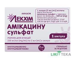 Амикацина Сульфат раствор д / ин., 250 мг / мл по 2 мл в амп. №1