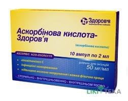 Аскорбінова Кислота-Здоров`я розчин д/ін. 50 мг/мл по 2 мл в амп. №10
