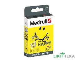 Пластирь детский бактерицидный Медрулл (Medrull) тату Mr. Happy 2,5 см х 5,7 см на полимерной основе №10