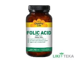 Кантри Лайф (Country Life) Folic Acid (фолиевая кислота) таблетки по 800 мкг №250