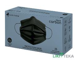 Маска защитная Абифарм Блек Карбон (Abifarm Black Carbon) с угольным фильтром, 3-слойная, стерильная, 25 штук