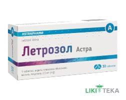 Летрозол Астра таблетки, в/плів. обол. по 2.5 мг №30 (10х3)
