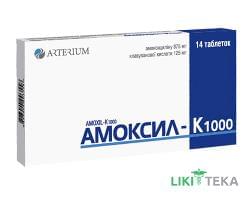 Амоксил-К 1000 табл. в/плів. обол. 875 мг/125 мг №14