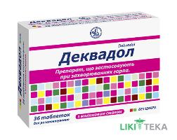 Деквадол таблетки д/розсмок. зі смак. малин. №36 (12х3)