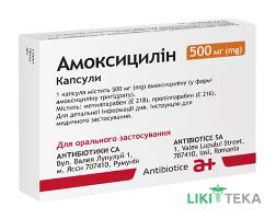 Амоксициллин капс. 500 мг №10