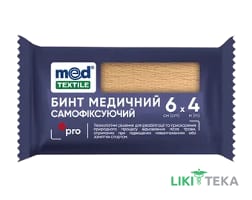 Бинт самофіксуючий когезивний медичний MedTextile 6 см х 4 м бежевий №1